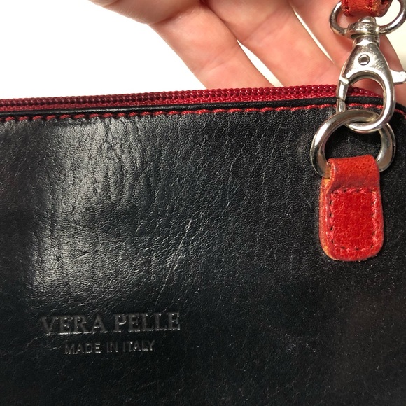 Vera Pelle Genuine Leather Crossboby Square Bag Long Shoulder Strap Convertible - Picture 8 of 15